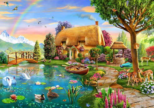 Bluebird Puzzle - Lakeside Cottage by Adrian Chesterman 6000 pcs.