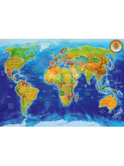 Bluebird Puzzle - World Geo-Political Map by Adrian Chesterman 1000 pcs.