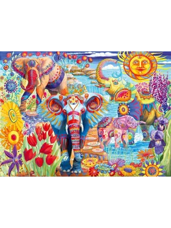Bluebird Puzzle - Elephants in the Garden by Laura Audi 6000 pcs.