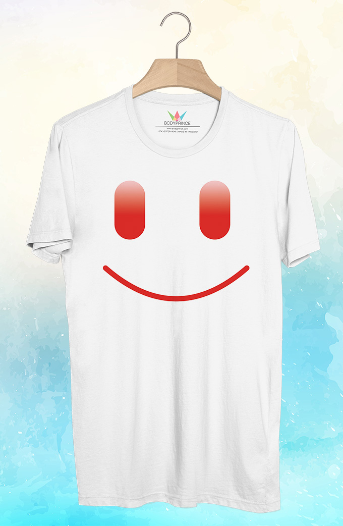 BP724 เสื้อยืด ยิ้มกว้าง สีแดง
