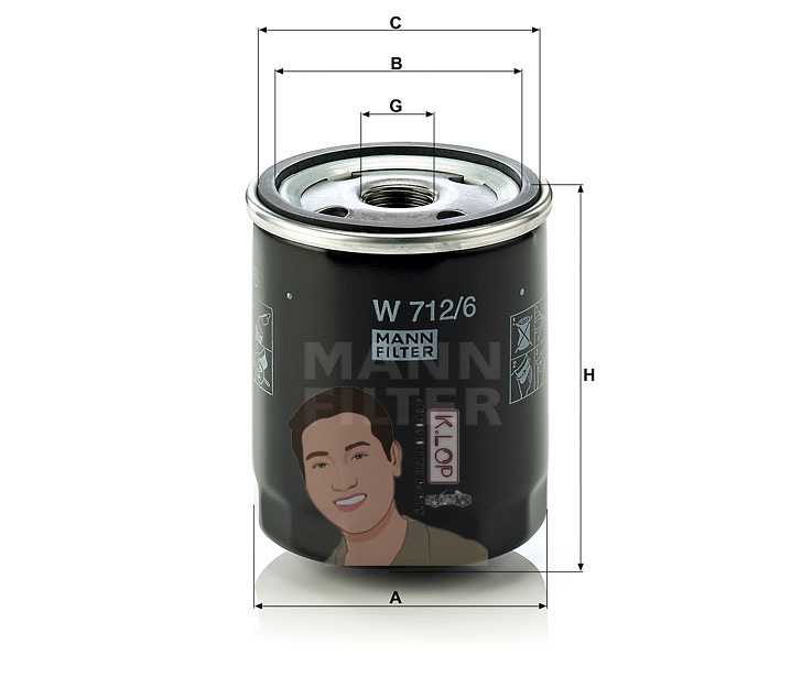W712/6 กรองเครื่อง(BMW) E30,E28 เครื่องยนต์ S14 (MANN-FILTER***งานพรีเมี่ยมแท้นำเข้ายุโรป) Dimensions(mm.) A=76 B=62 C=71 G=3/4-16 UNF H=93 UGV=2.20