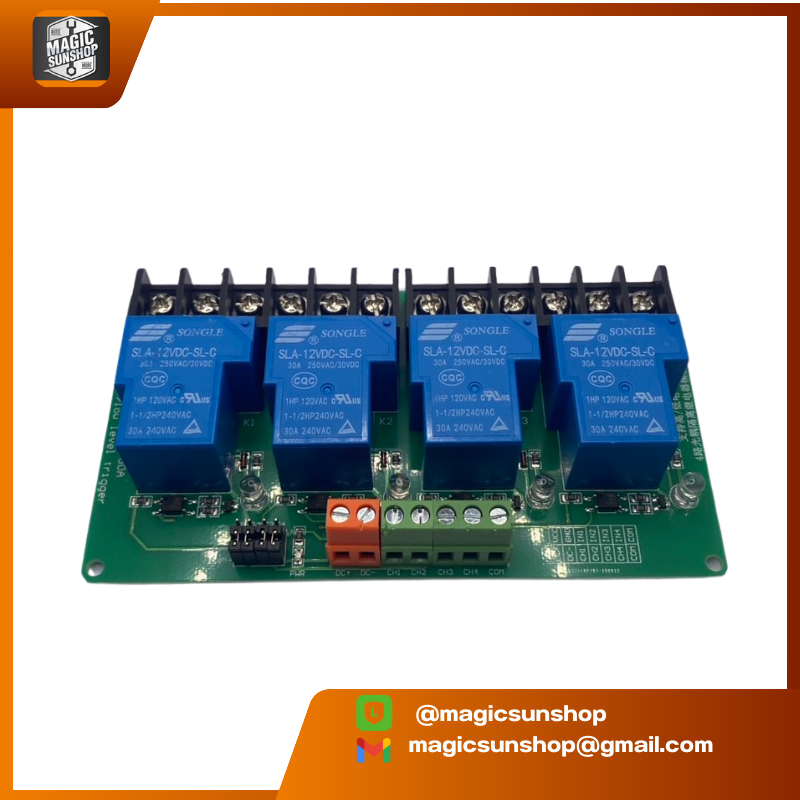 928097 4 Channel Relay 12V High And Low Trigger 240V/30A