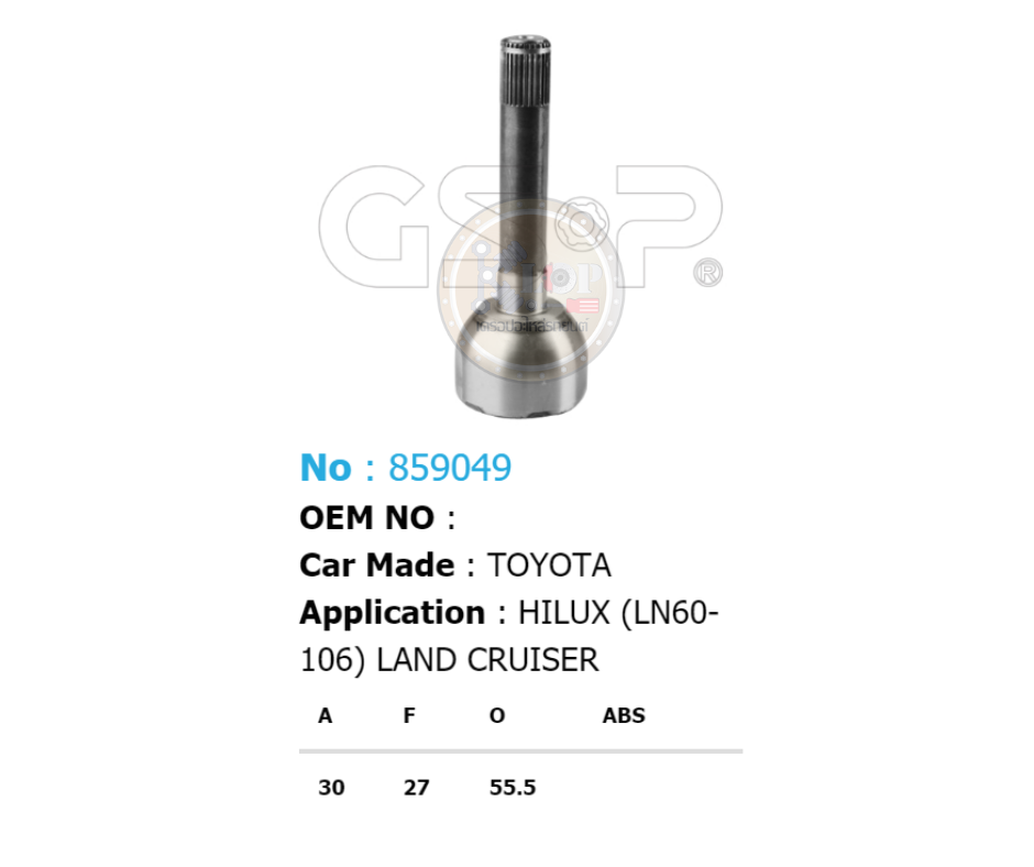 รหัสสินค้า 859049 [หัวเพลานอก ยี่ห้อGS-P] TOYOTA HILUX LN60-106/84-97