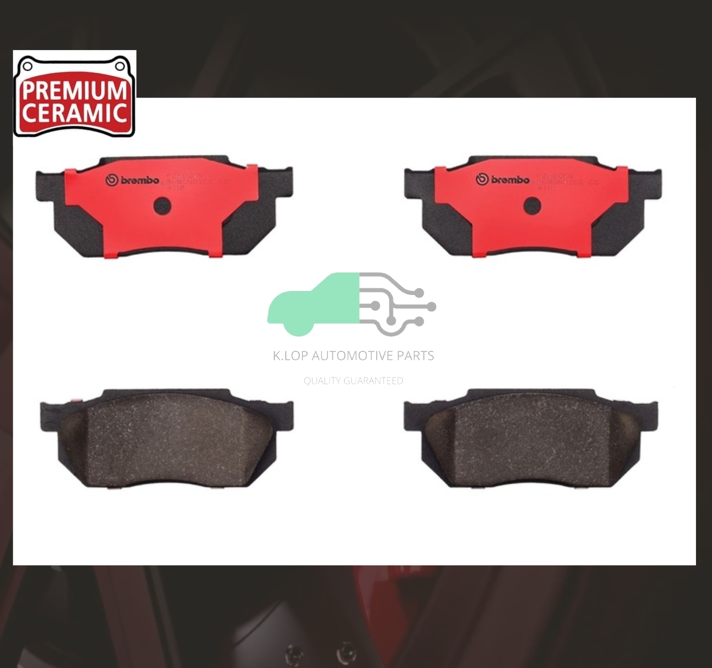 P28 006N ผ้าเบรกหน้า (แท้ BREMBO รุ่น Ceramic) CITY (1.3 1.5), Type-Z /CIVIC EG 3dr 4dr (1.3 1.5 1.6)