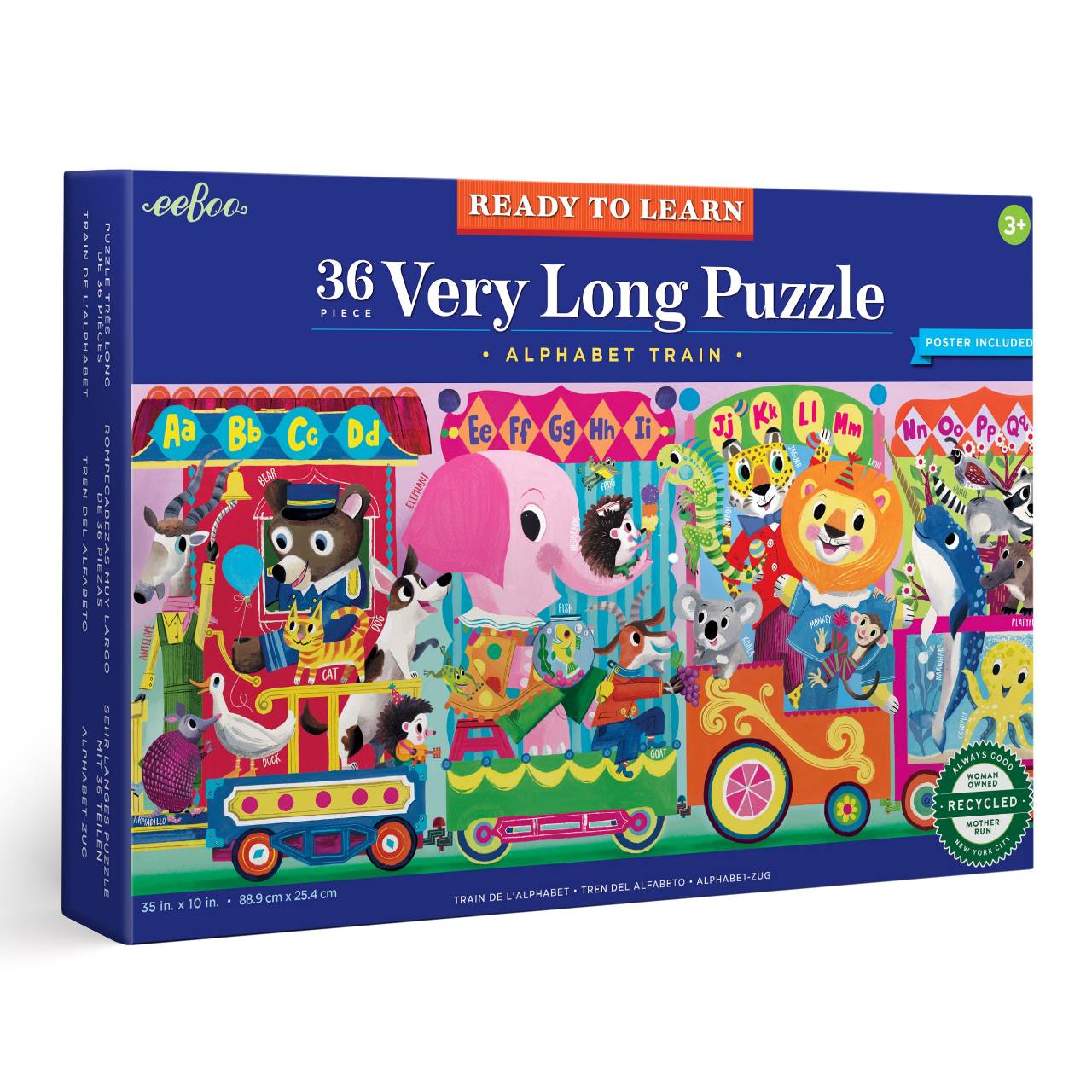 eeBoo - Alphabet Train Ready to Learn Puzzle (89x25 cm.) 36 pcs.