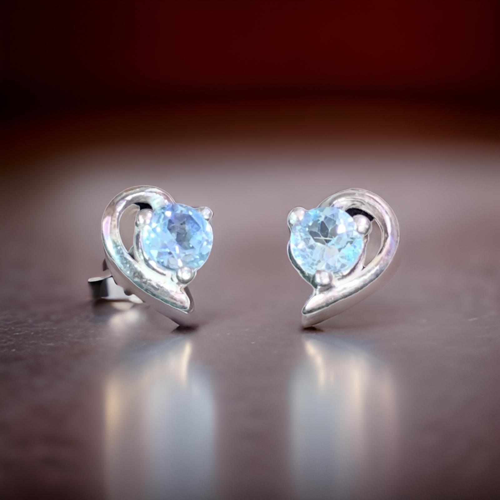 ต่างหูพลอย ต่างหูบลูโทพาซ (NO.TC023ZF) With Love for you💎 Gemstone Blue Topaz earring