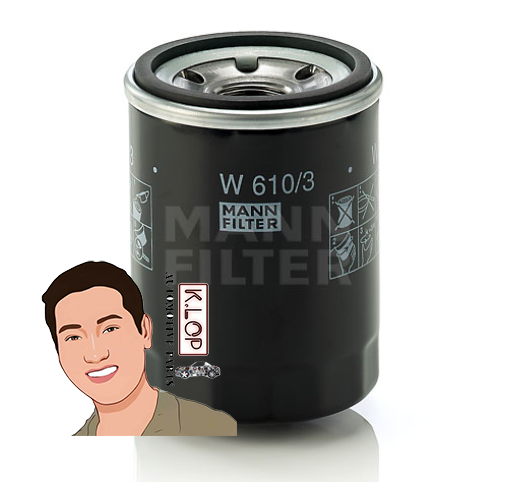 W610/3 กรองนำมันเครื่อง FIAT 500 '07-' 1.2,1.4 16V (OE : 71736161) : MANN-FILTER แท้นำเข้ายุโรป