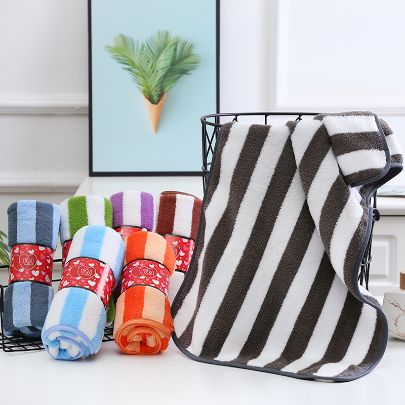 ผ้าเช็ดผมขนเป็ดลายริ้ว รุ่นพิเศษหนานุ่ม (1โหล)