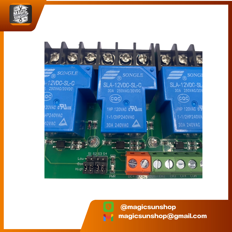 928097 4 Channel Relay 12V High And Low Trigger 240V/30A