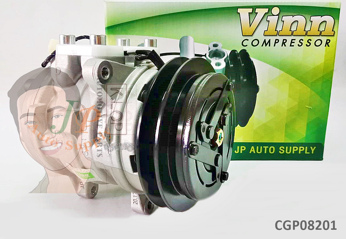 CGP08201 คอมแอร์ยี่ห้อ Vinn (10P08E 1A 12V. ขาเอียง (KUBOTA))