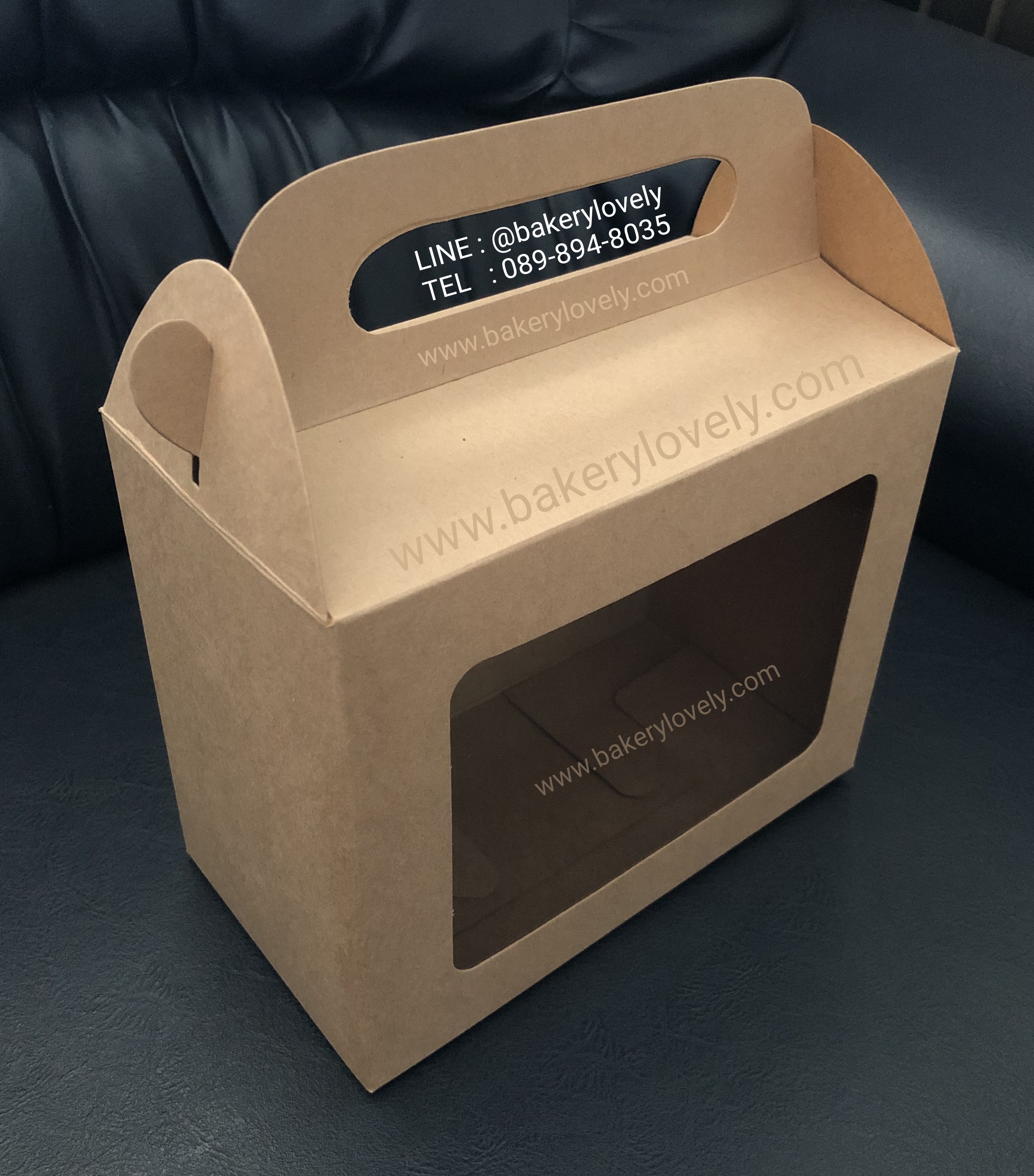 กล่องกระดาษหูหิ้ว สีน้ำตาล หน้าต่าง 1 ด้าน