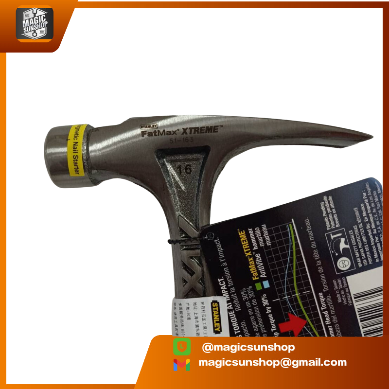 STANLEY FatMax Xtrem Shockproof Claw Hammer 51-163-22 16OZ.