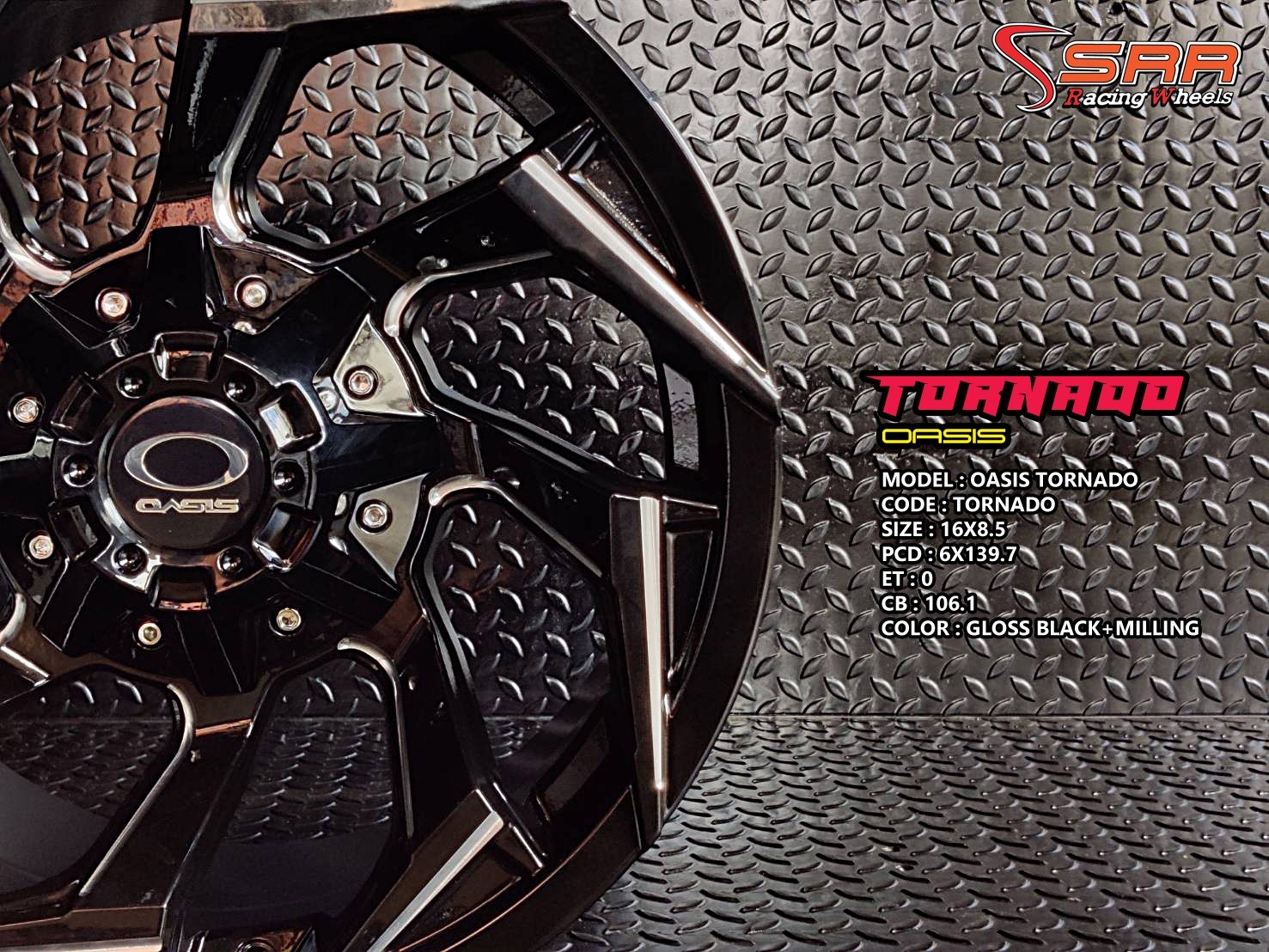 OASIS TORNADO ขอบ16 6H139.7 ET0 GLOSS BLACK+MILLING ราคาพิเศษ