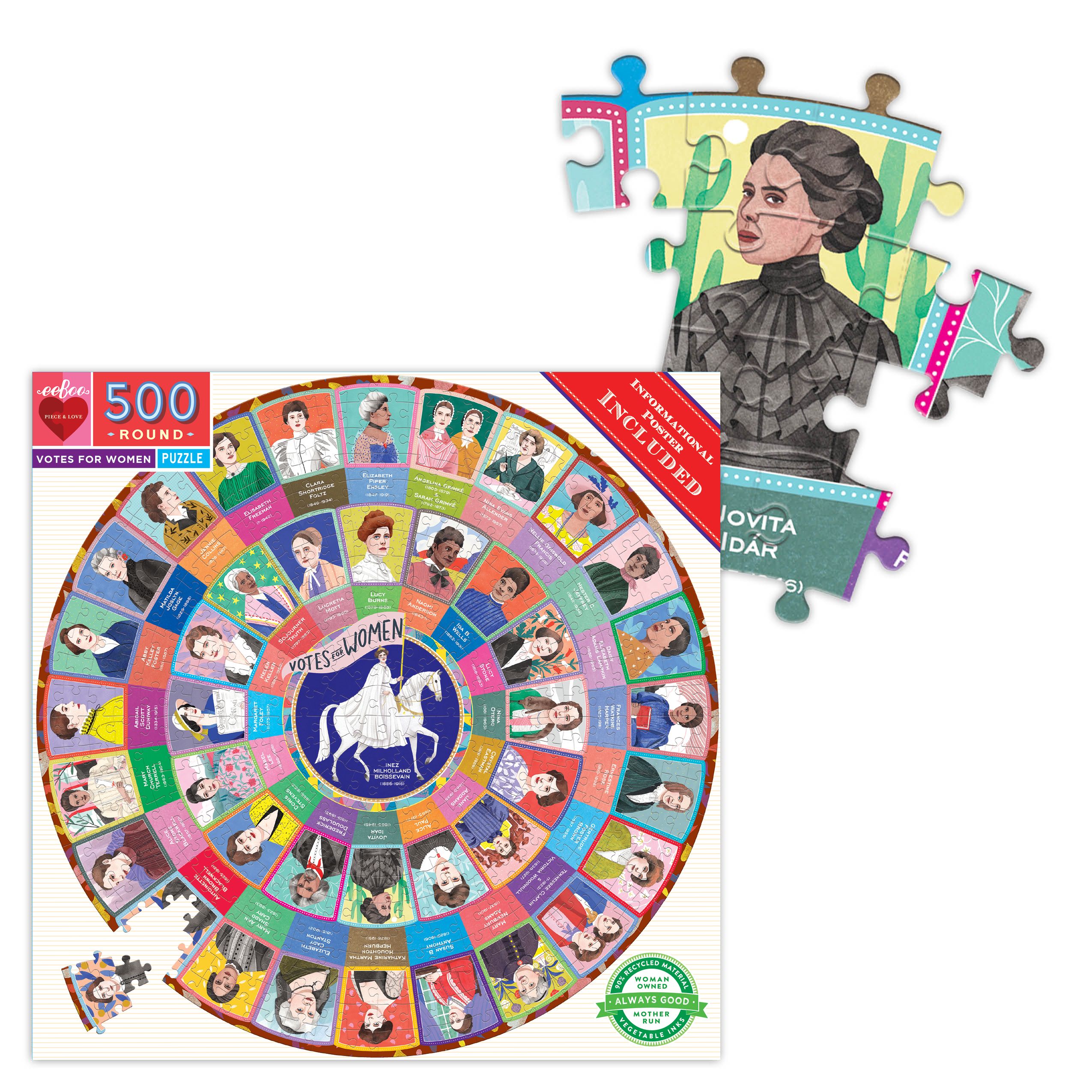 eeBoo - Votes for Women by Monica Garwood (Round Puzzle) 500 pcs.