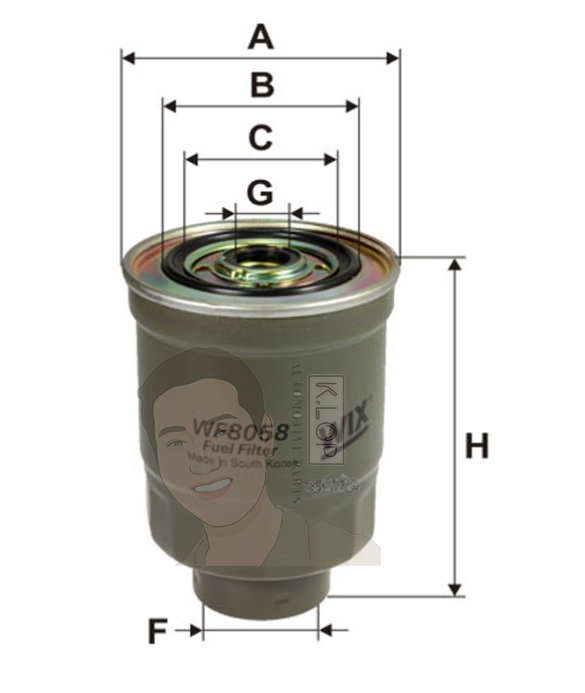 WF8058 กรองเชื้อเพลิง WIX รุ่น : Hyundai 4JB1-T 4JG2, 4D56T 4M40T, H100 2.5D, K2700