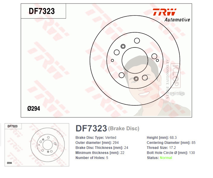 DF7323S จานเบรค-ดรัมเบรค(TRW) BENZ 100 ปี1988-1996 F S