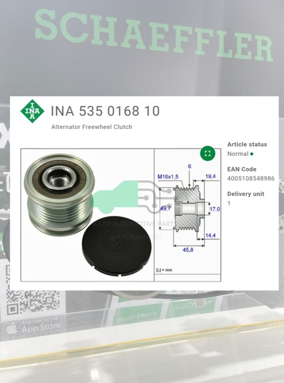 (INA) : มู่เล่ยไ์ดชารจ์ BENZ M271 OM651 W204 W212 C218 W221-2 W639