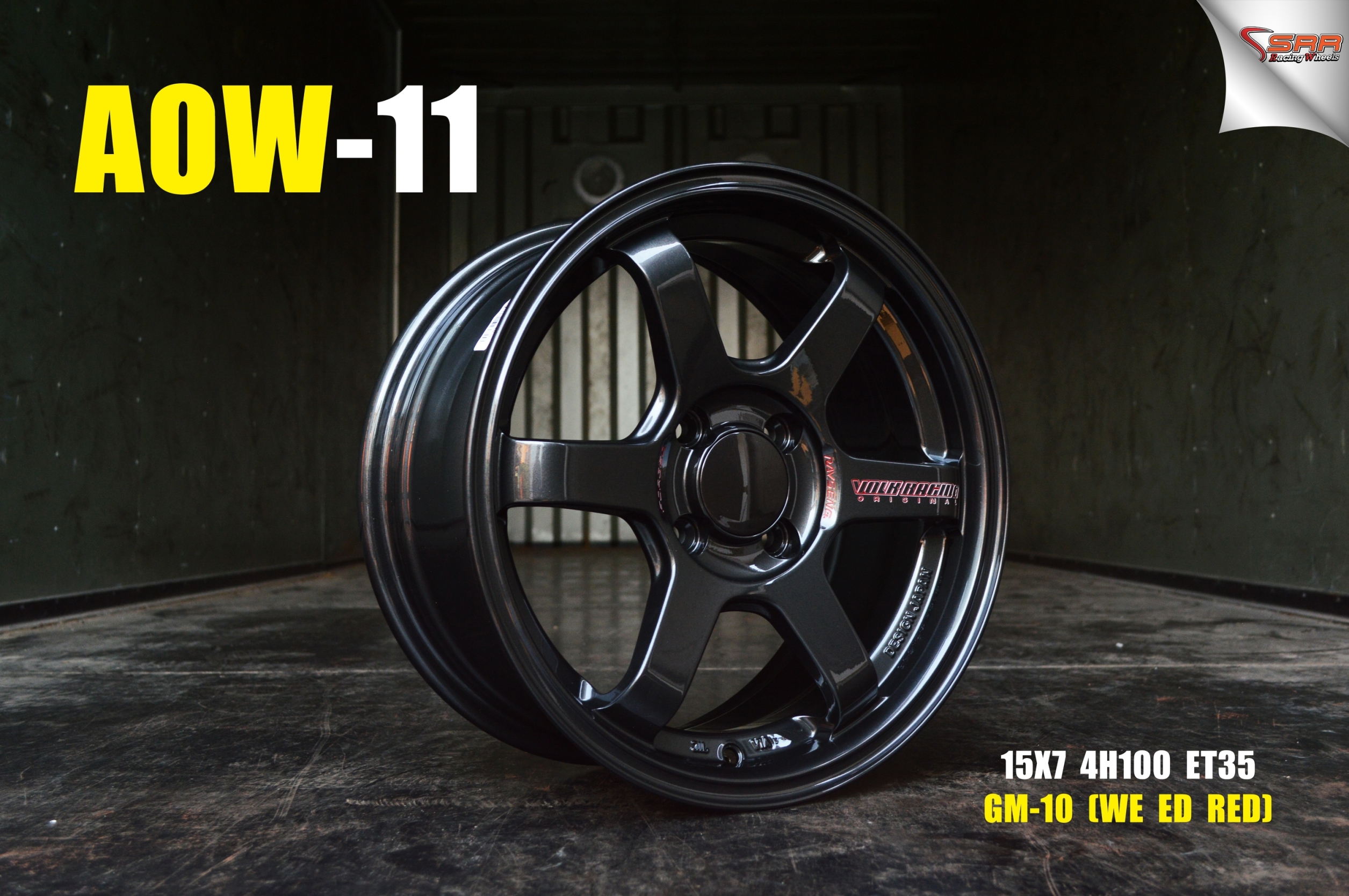 TE37 AOW-11 FlowForming ขอบ15 4x100 สีกันหยอดแดง