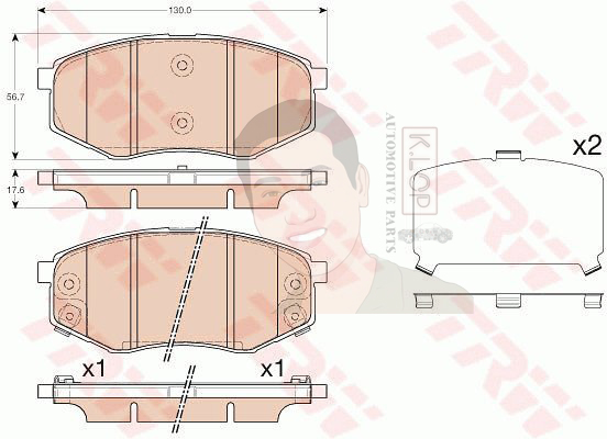 GDB3553 ผ้าเบรค-หน้า(TRW) (เนื้อผ้า COTEC) HYUNDAI TUSCON '11 up 2WD