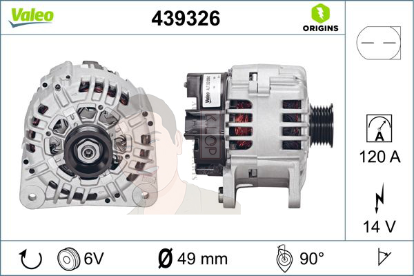 439326 ไดชาร์จ Valeo รุ่น VW PASSAT B5 TDI 6 ร่อง 120A