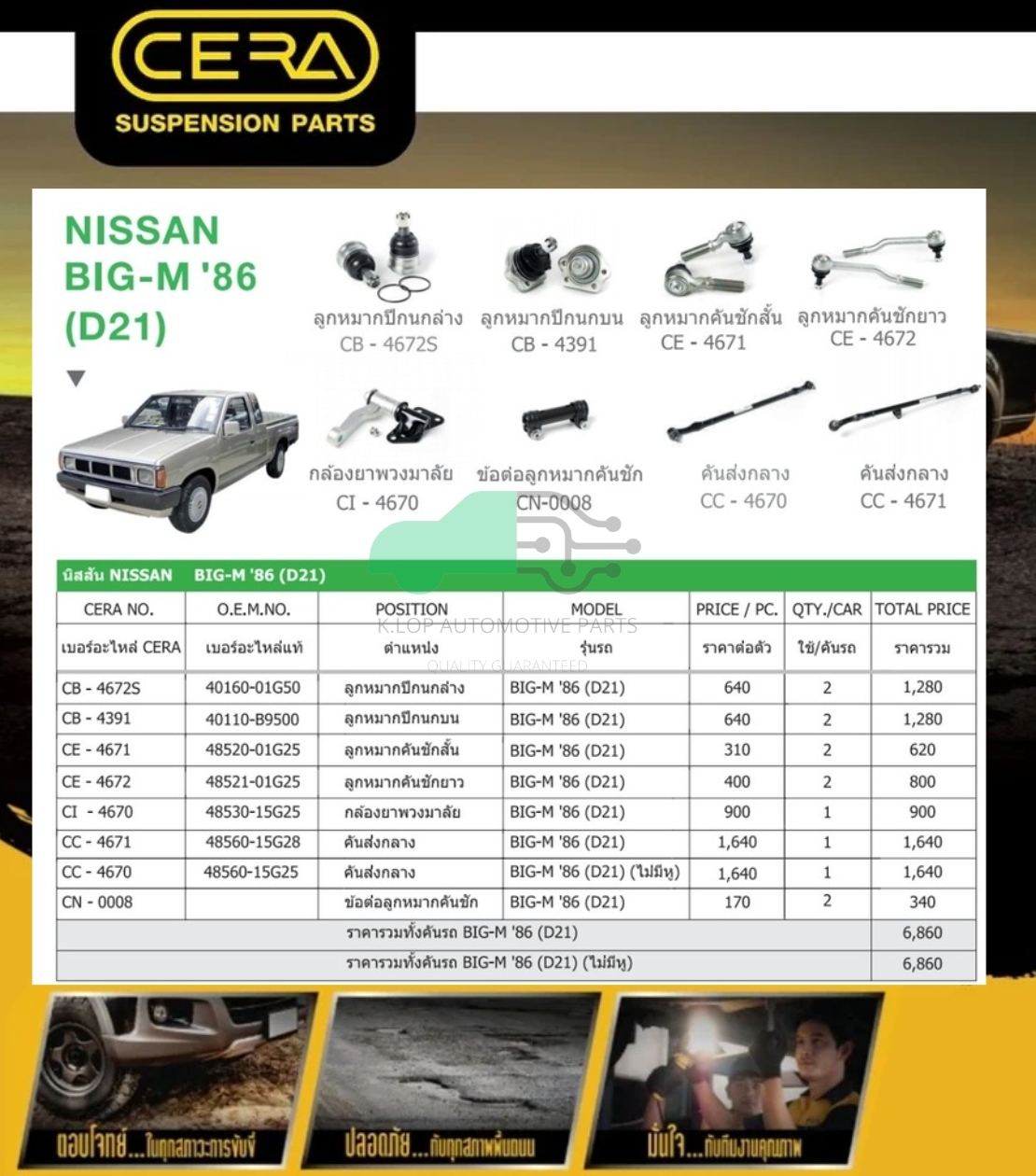 ชุดเปลี่ยนลูกหมากช่วงล่าง (CERA) NISSAN BIG M
