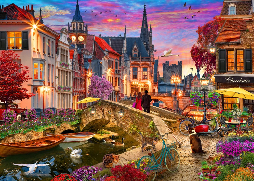 Bluebird Puzzle - Evening on Canal 1000 pcs.