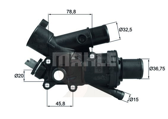 TH 43 83 ชุดเสื้อวาล์วน้ำ Focus III 2.0 ดีเซล ปี10 9M5Q8A586AA (ยี่ห้อ MAHLE)