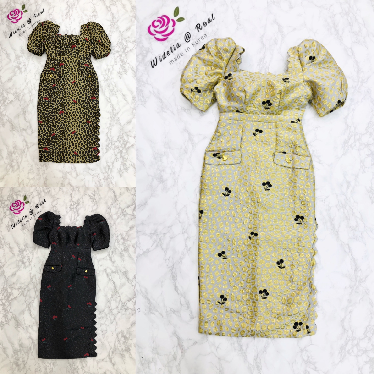SRS Dress เดรสแขนพองตัวสวย ลายเสือ,สีทอง กระดุมเป๊ะ ขอบอกเลยกระดุมเป๊ะมาก