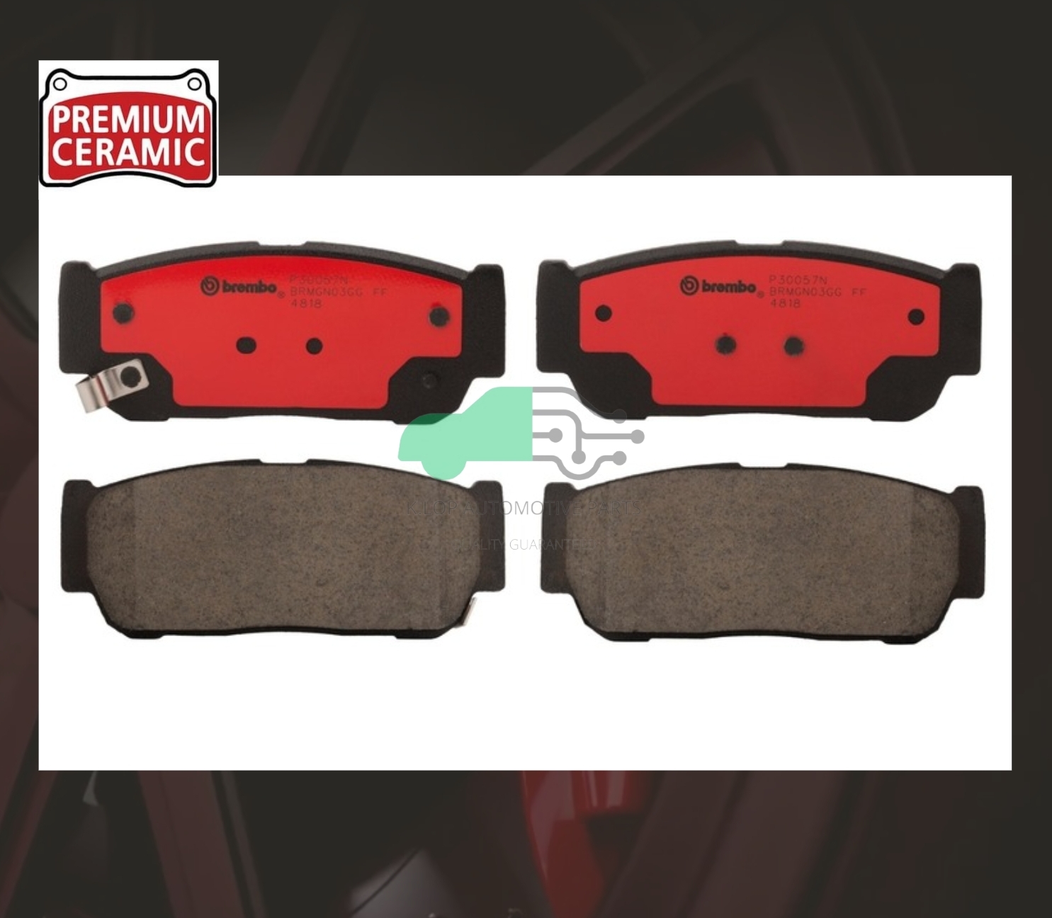 P30 057N ผ้าเบรกหลัง (แท้ BREMBO รุ่น Ceramic) SSANGYONG STAVIC (2.0 2.7 3.2) 2005-
