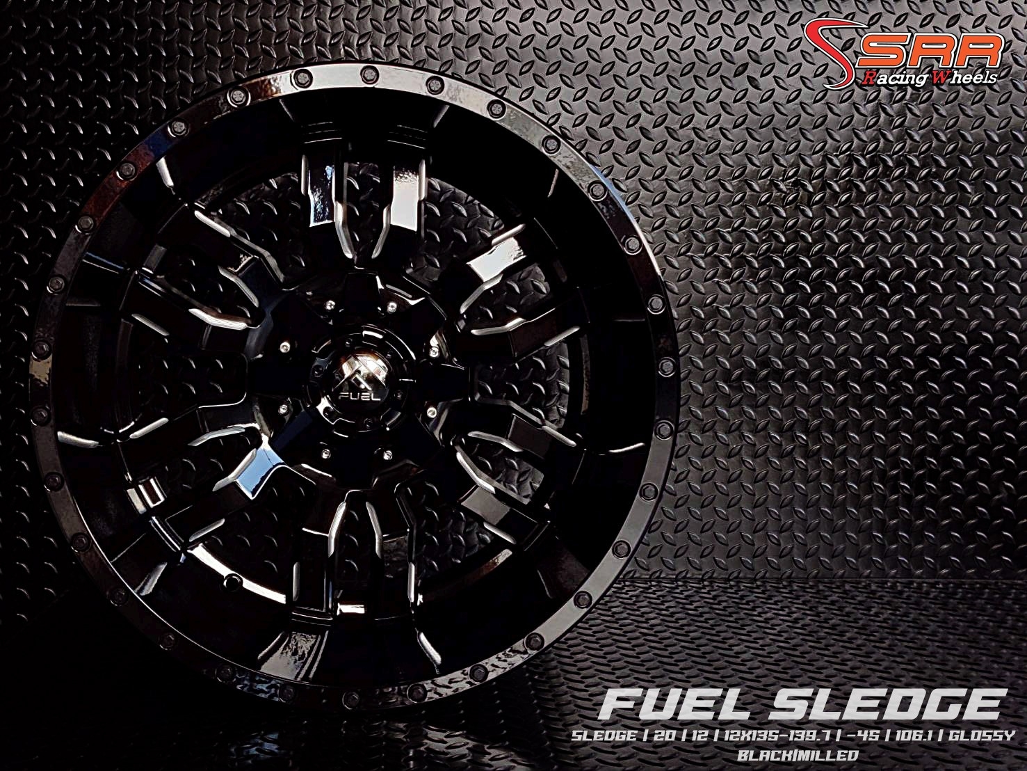 FUEL SLEDGE ขอบ20x12 6H139.7 ET-45 GLOSSY BLACK/MILLED ราคาพิเศษ