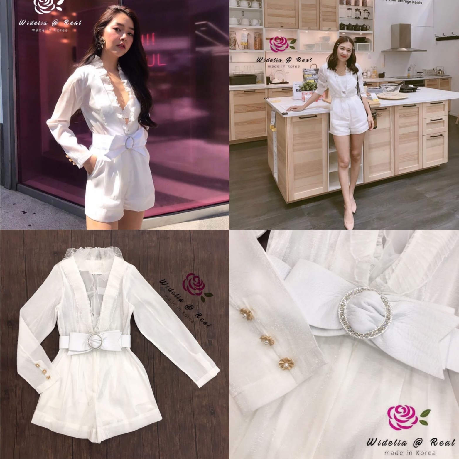 Landmee Jumpsuit จั้มสูทขาสั้น เนื้อผ้าสวยมากชุดนี้ คล้ายผ้าไหม มีความเงา