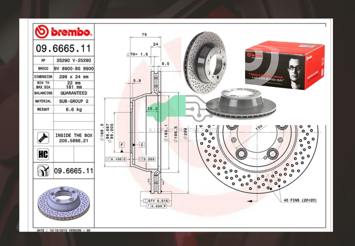 D09 6665 11 จานเบรคหลัง (ยี่ห้อ BREMBO) PORSCHE 911 CARRERA 996 997 (3.4 3.6 3.8)