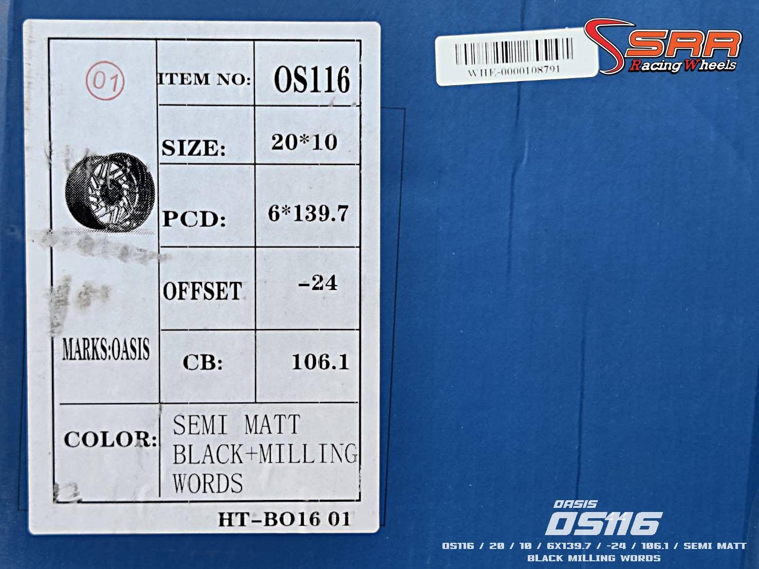 OASIS OS116 ขอบ20x10 6x139.7 ET-24 สีดำด้าน ราคาพิเศษ