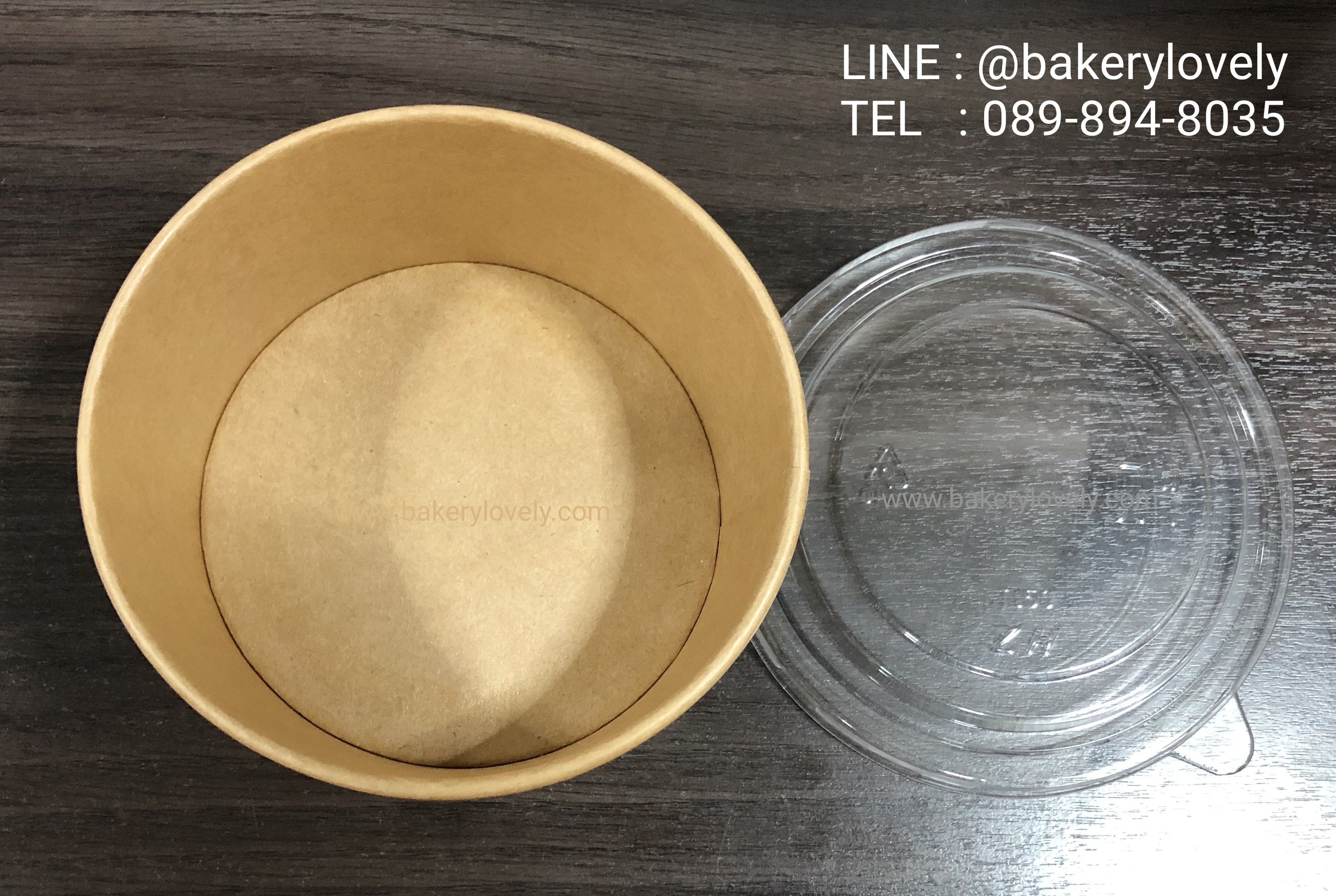 ถ้วยกระดาษ สีน้ำตาล ใส่สลัด 32 ออนซ์ ( 1,000 ml ) + ฝาใส