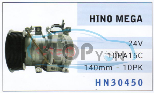 HN30450 (คอมแอร์ Moteo) Hino Mega 24V. 10PA15C 140mm.-10PK