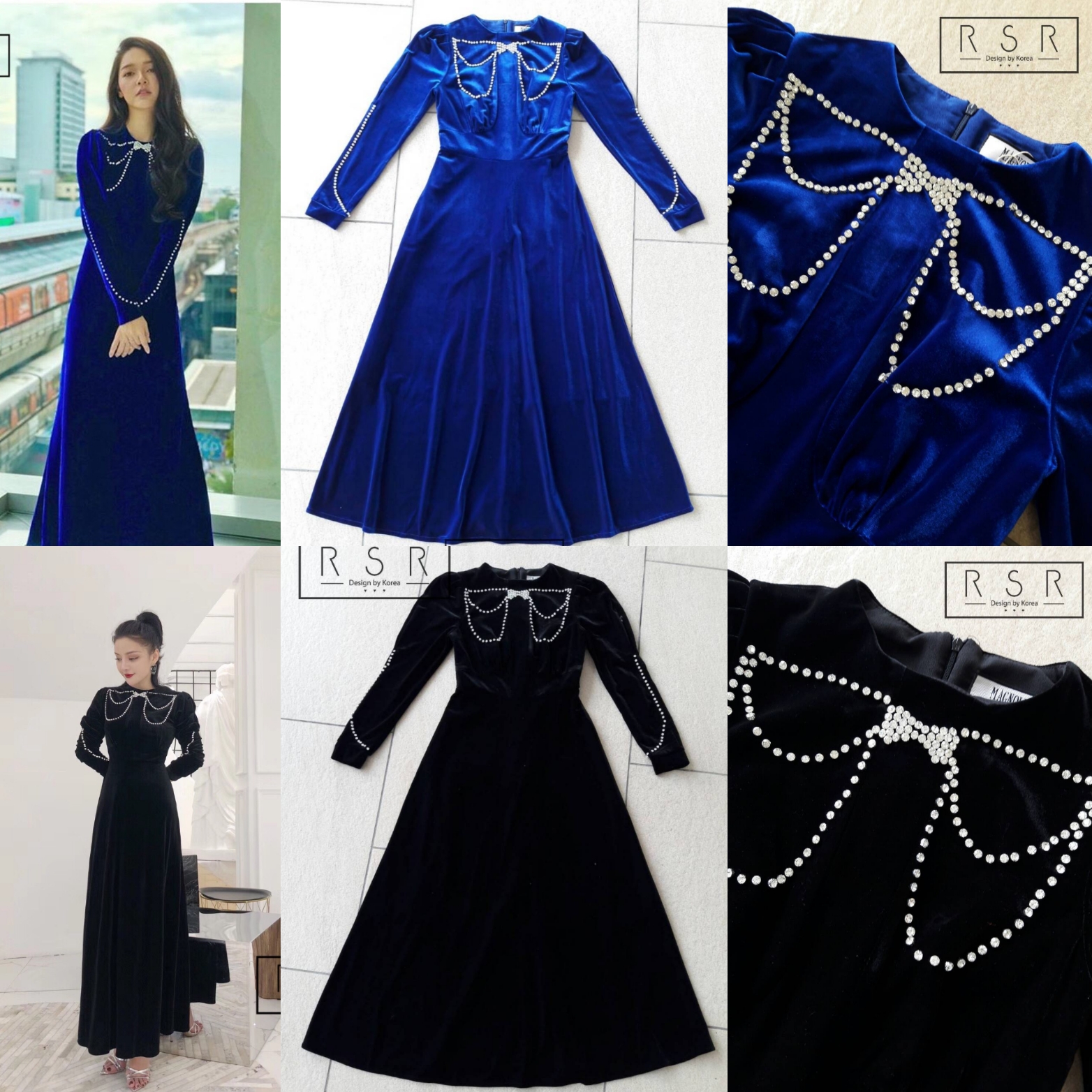 Landmee' Maxi Dress :: เดรสแขนยาวตัวสวย บอกเลยอลังด้วยเนื้อผ้ากำมะหยี่ขึ้นเงาสวย