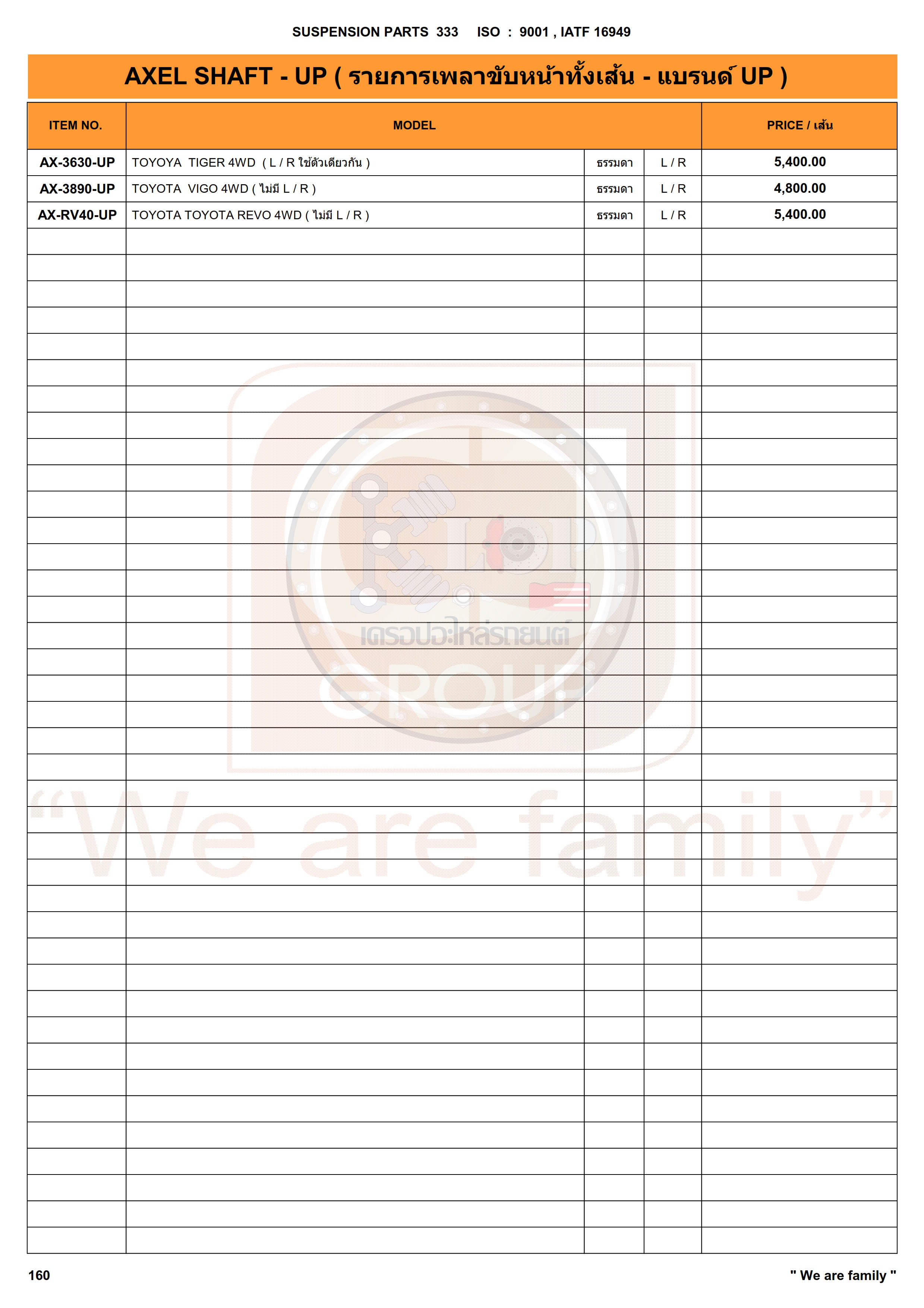รายการ-เพลาขับหน้าทั้งเส้น AXEL SHAFT (KDD& NV)