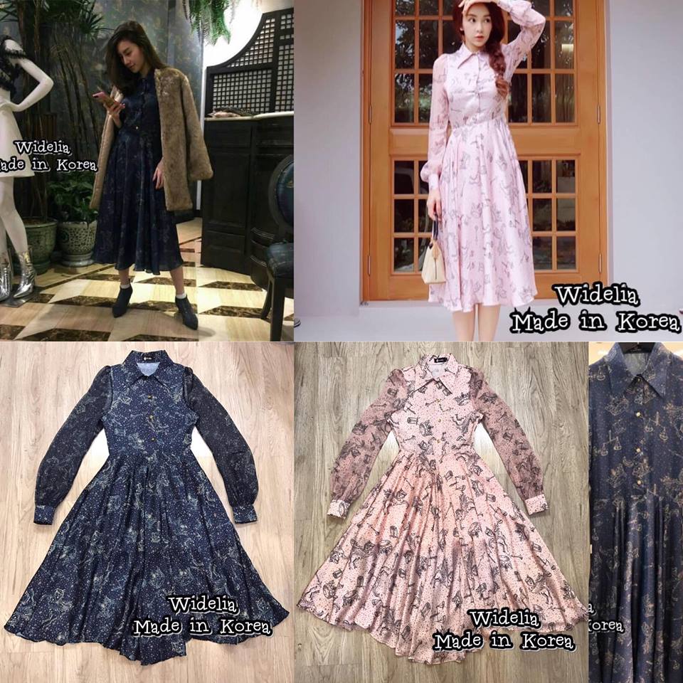 *พร้อมส่ง*LBT Maxi Dress:เดรสแขนยาวคอปก มีซิปด้านข้าง กระโปรงทรงบานสวยยาวคลุมเข่า