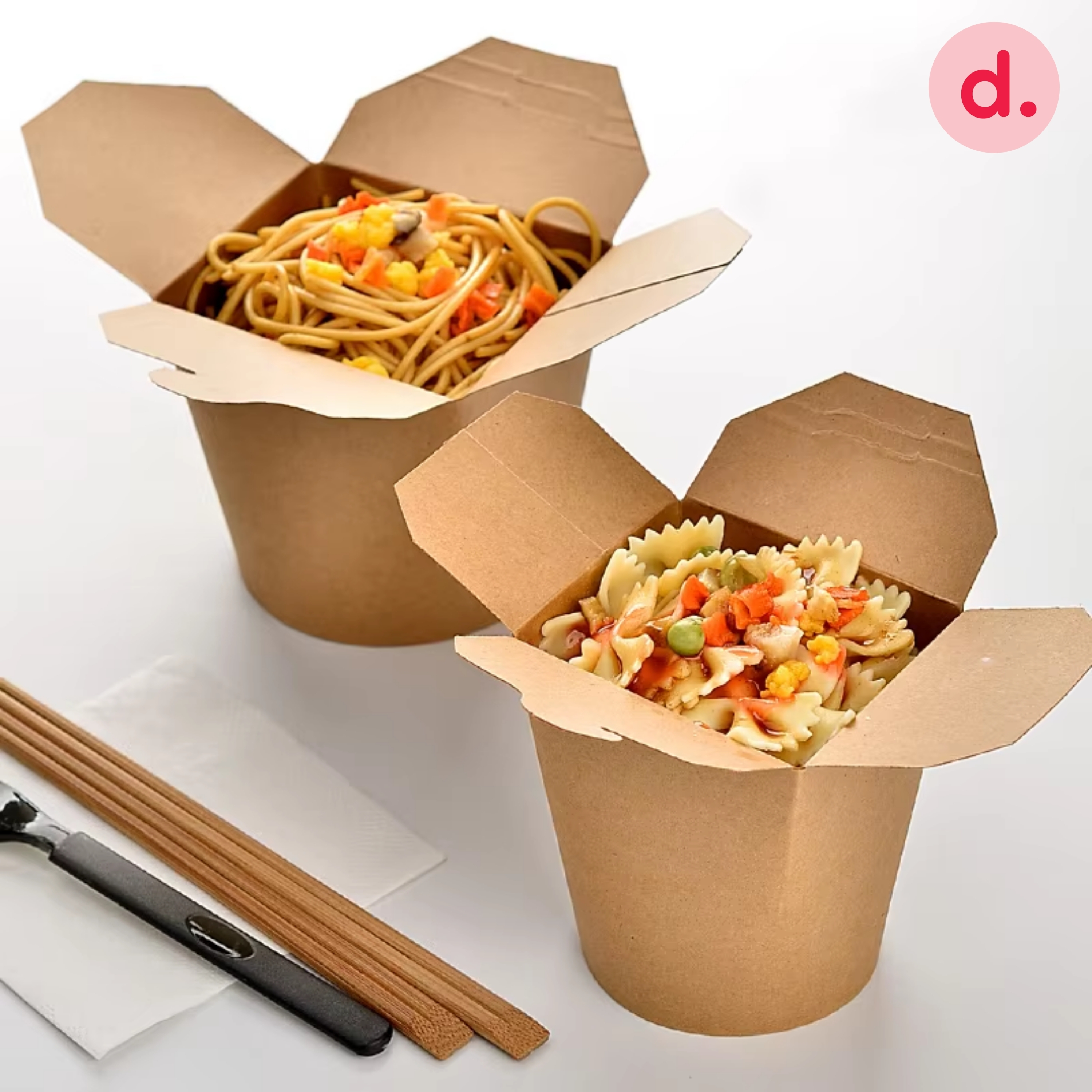 กล่องใส่บะหมี่คราฟท์ ขนาด 16oz., 26oz., 32oz. (ด้านในเคลือบกันซึมอย่างดี)