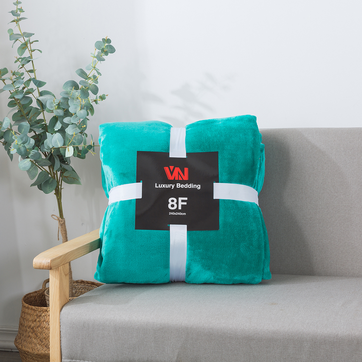 ผ้าห่มนาโน 8 ฟุตพรีเมี่ยมของแท้งานป้าย VN (12ผืนคละสี)