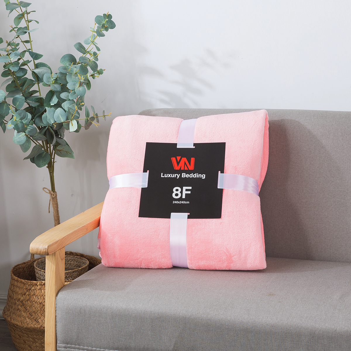 ผ้าห่มนาโน 8 ฟุตพรีเมี่ยมของแท้งานป้าย VN (12ผืนคละสี)