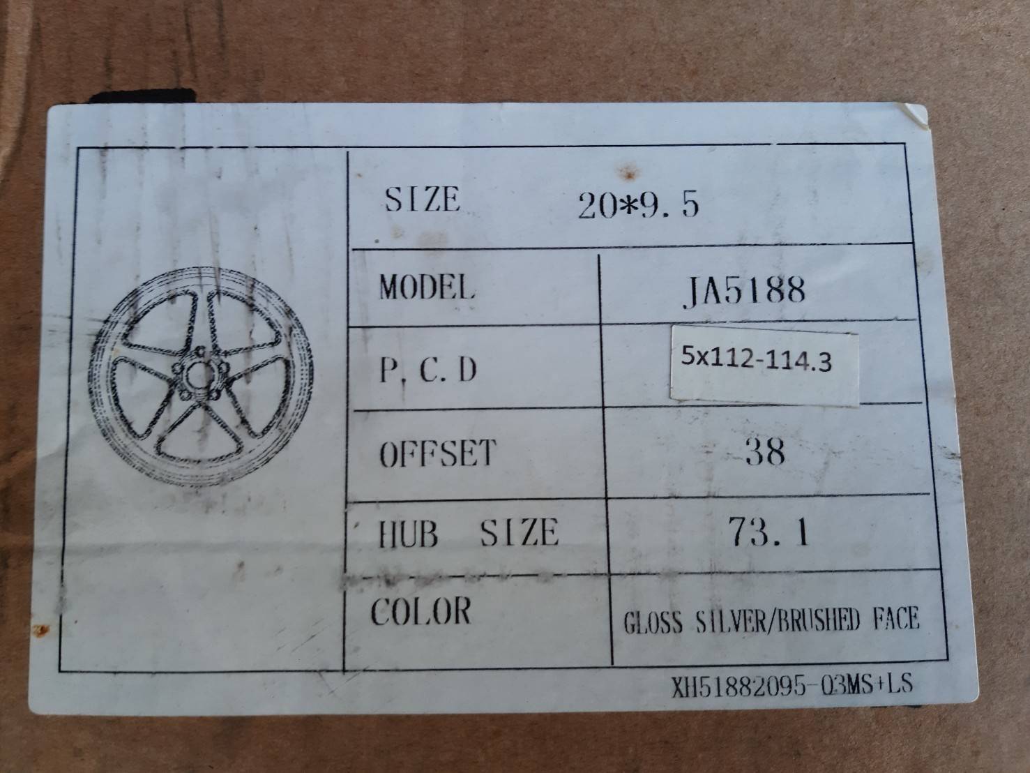 JA5188 ขอบ20 หน้า8.5 หลัง9.5 5H114.3 ราคาพิเศษ ล้อชุด 18,000฿