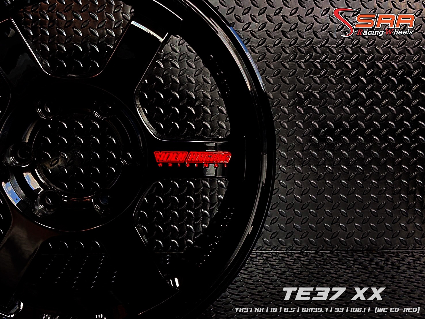 TE37 XX ล้อไทย ขอบ18 6H139.7 ET33 BLACK (WE ED-RED) ราคาพิเศษ