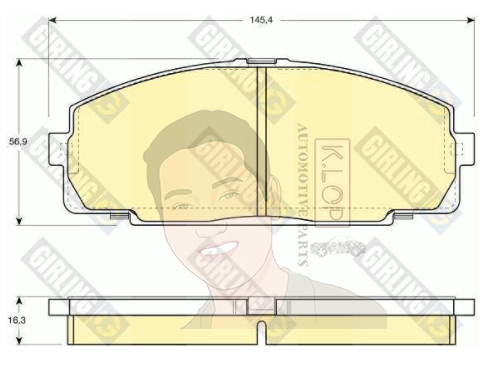 6107709 ผ้าเบรกหน้า Girling แท้ F,PAD,TOYOTA,HIACE LH112 หลังคาสูง , LH125, GRANDVIA (คุณภาพดีมาตรฐาน การันตีโดยเครอปอะไหล่ยนต์)