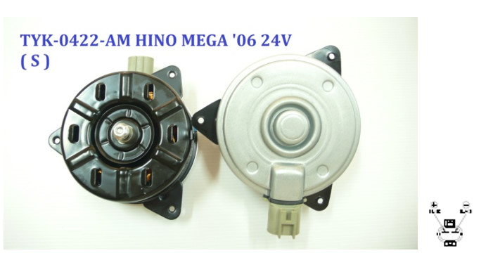 มอเตอร์พัดลม-แผงหม้อน้ำ (รหัสสินค้า TYK-0422-AM) Hino MEGA ปี06 24V. (S)