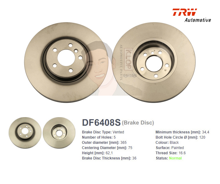 DF6408S จานเบรค-ดรัมเบรค(TRW) BMW X5 (F15/F16) 4.0 / E70 / E71 ปี2008> F V