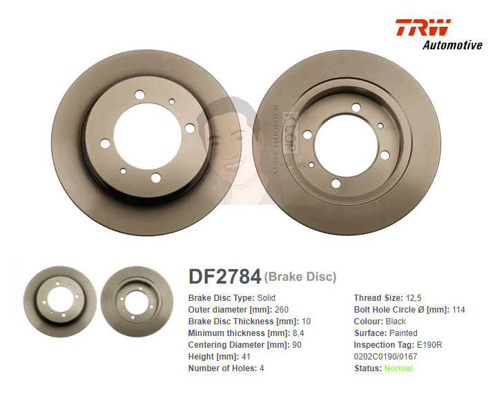 DF2784S จานเบรค-ดรัมเบรค(TRW) VOLVO S40, V40 ปี1995-2004 R S