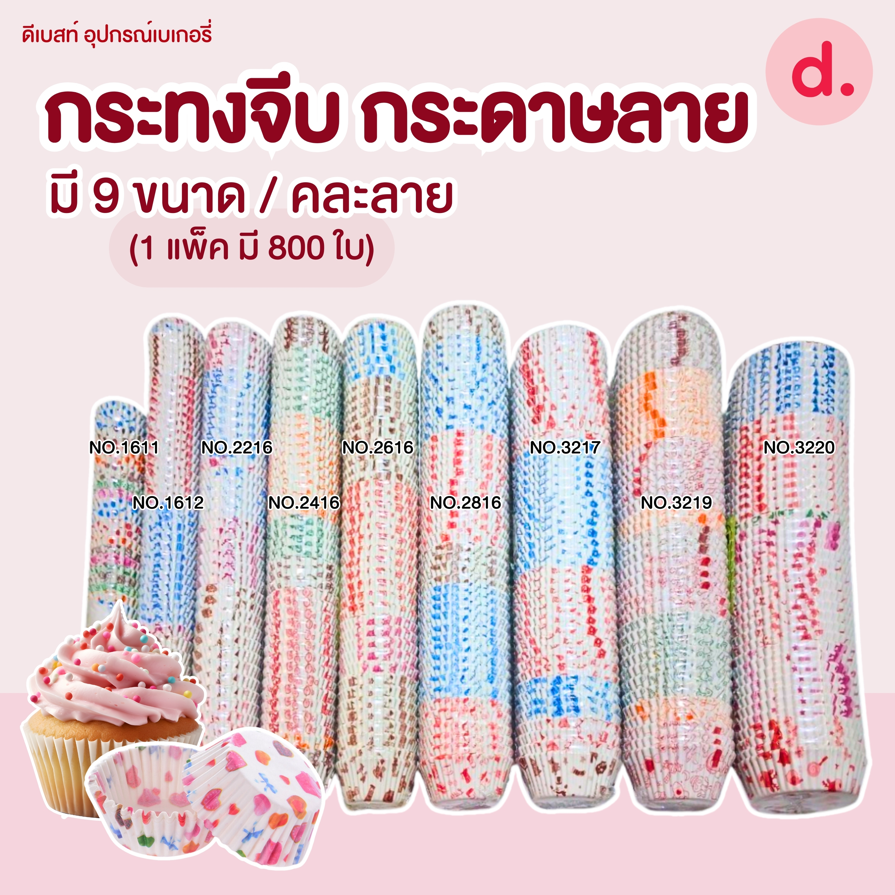 TLกระทงจีบ กระทงกระดาษ พิมพ์ลาย มี 9 ขนาด (1 แพ็ค มี 800 ใบ)