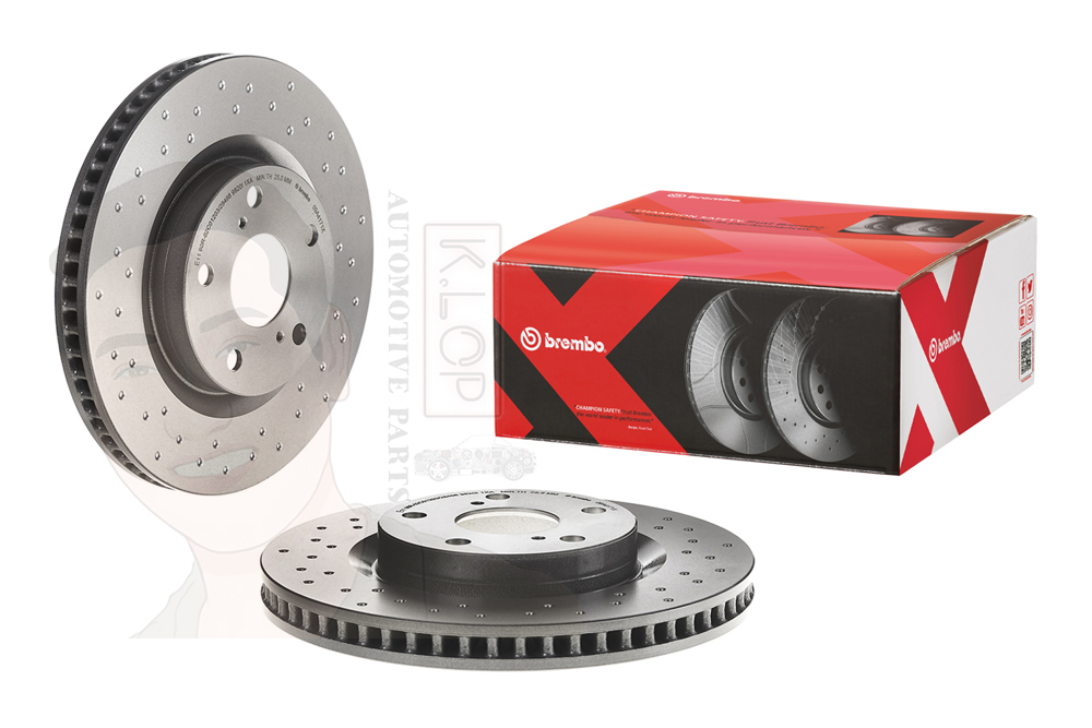 จานเบรค-หน้ารุ่น XTRA (ยี่ห้อ Brembo) CAMRY ACV40 (2.0 2.4), ACV50 (2.0 2.5) (HC) Dimple blind holes