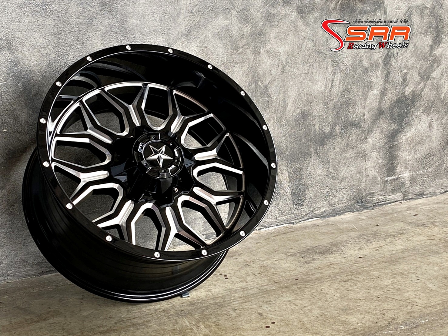 OASIS LP35 20x10 6x139.7 ET-24 BLACK MILL SPOKES+MILL DOTS